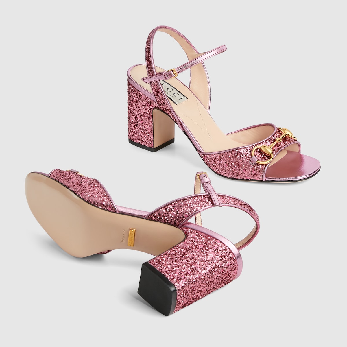Women's sandal with Horsebit – presented in an eye-catching metallic pink leather, this pair of sandals is – LUX VERSE Luxury Designer Fashion Outlet
