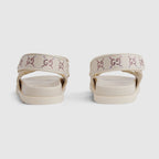 Women's flat sandal with Double G – ivory GG crystal canvas Women's Gold-toned hardware Double G Rubber sole Velcro – LUX VERSE Luxury Designer Fashion Outlet