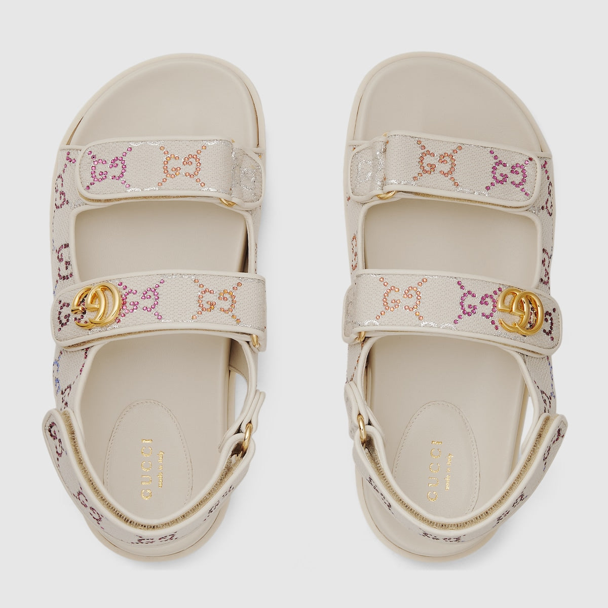Women's flat sandal with Double G – crafted from ivory GG crystal canvas, the accessory is defined by a delicate Double – LUX VERSE Luxury Designer Fashion Outlet