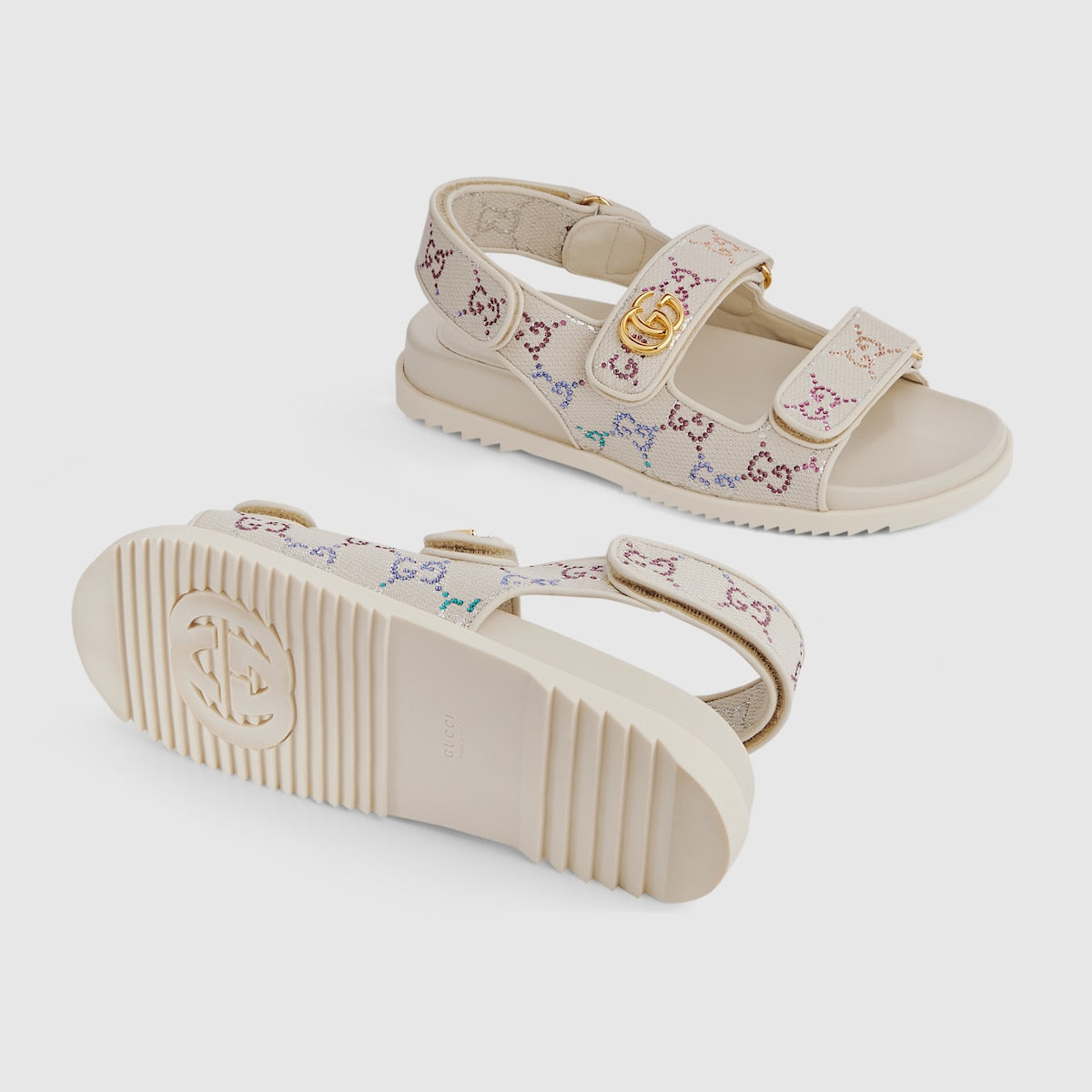 Women's flat sandal with Double G – lending a contemporary and sporty touch, these flat sandals with velcro straps offer – LUX VERSE Luxury Designer Fashion Outlet