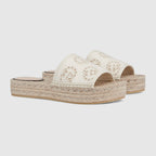 Women's espadrille sandal with Interlocking G – ivory Interlocking G canvas Women's Cord platform with rubber bottom Low heel – LUX VERSE Luxury Designer Fashion Outlet