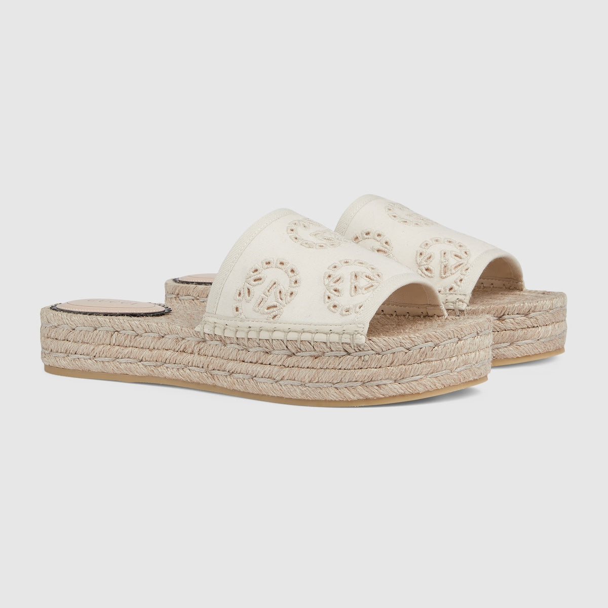 Women's espadrille sandal with Interlocking G – ivory Interlocking G canvas Women's Cord platform with rubber bottom Low heel – LUX VERSE Luxury Designer Fashion Outlet