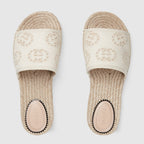 Women's espadrille sandal with Interlocking G – ivory Interlocking G canvas Women's Cord platform with rubber bottom Low heel – LUX VERSE Luxury Designer Fashion Outlet