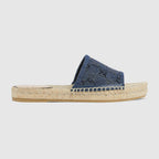 Women's slide espadrille with GG crystals – the GG denim line expands to include a range of women's shoes for the new season – LUX VERSE Luxury Designer Fashion Outlet