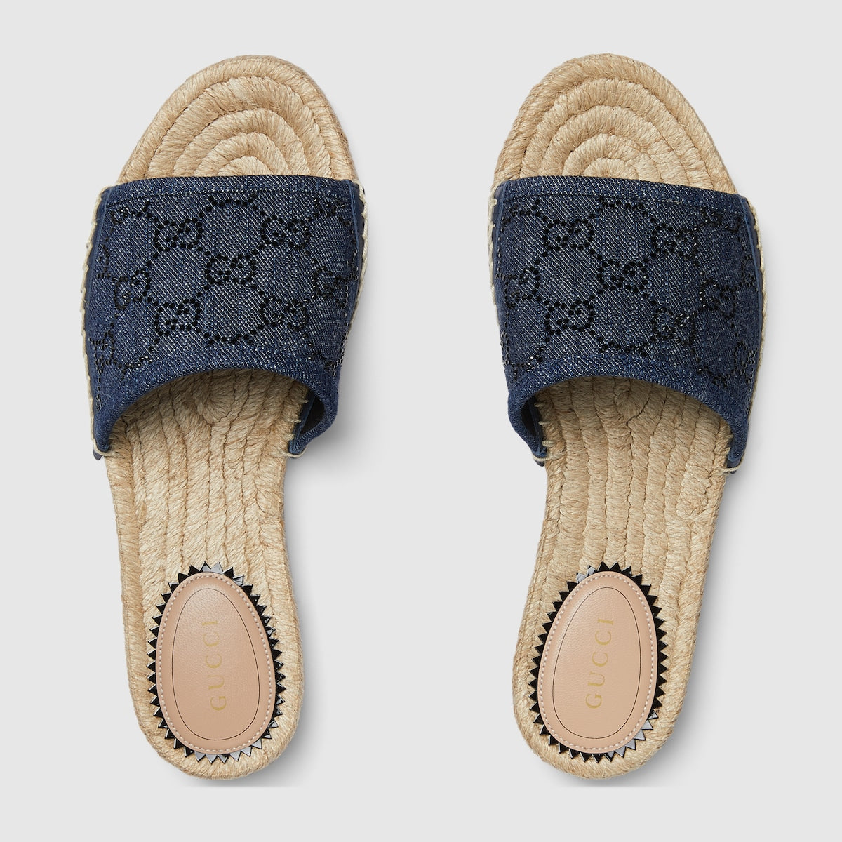 Women's slide espadrille with GG crystals – this variation on the material is enriched with black GG crystals atop this slide – LUX VERSE Luxury Designer Fashion Outlet