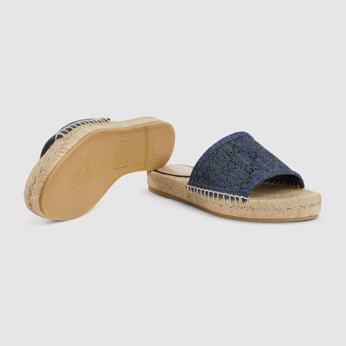 Women's slide espadrille with GG crystals – the GG denim line expands to include a range of women's shoes for the new season – LUX VERSE Luxury Designer Fashion Outlet
