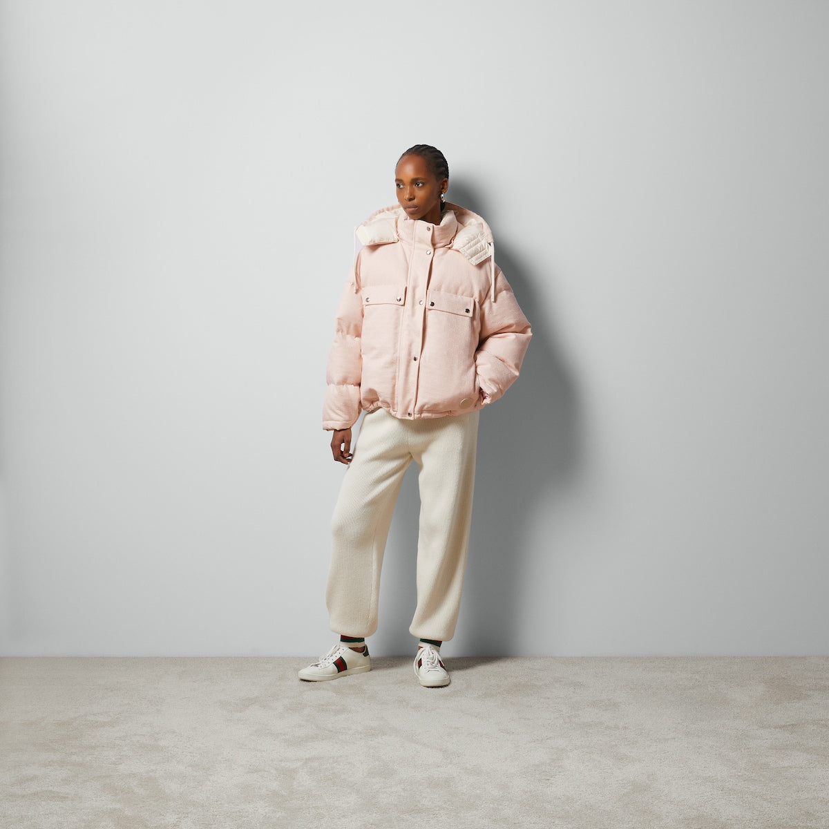 GG cotton canvas puffer jacket – presented in GG cotton canvas, this padded jacket is completed with a drawstring – LUX VERSE Luxury Designer Fashion Outlet