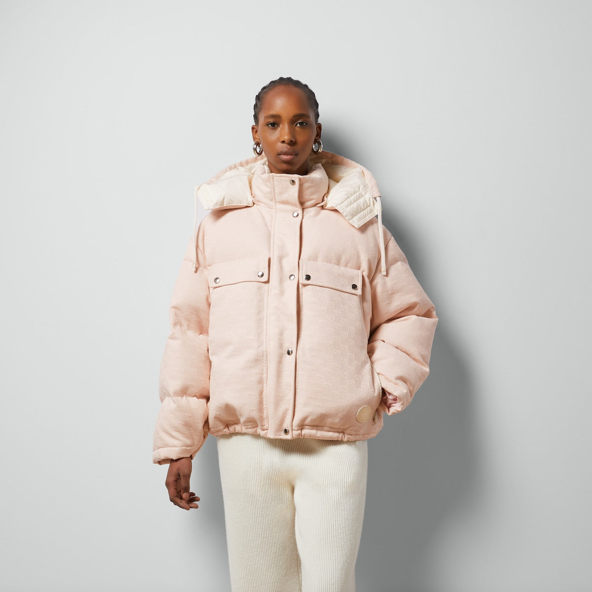 GG cotton canvas puffer jacket – sweatshirts, hoodies, and t-shirts with drop shoulders, cropped lengths, – LUX VERSE Luxury Designer Fashion Outlet