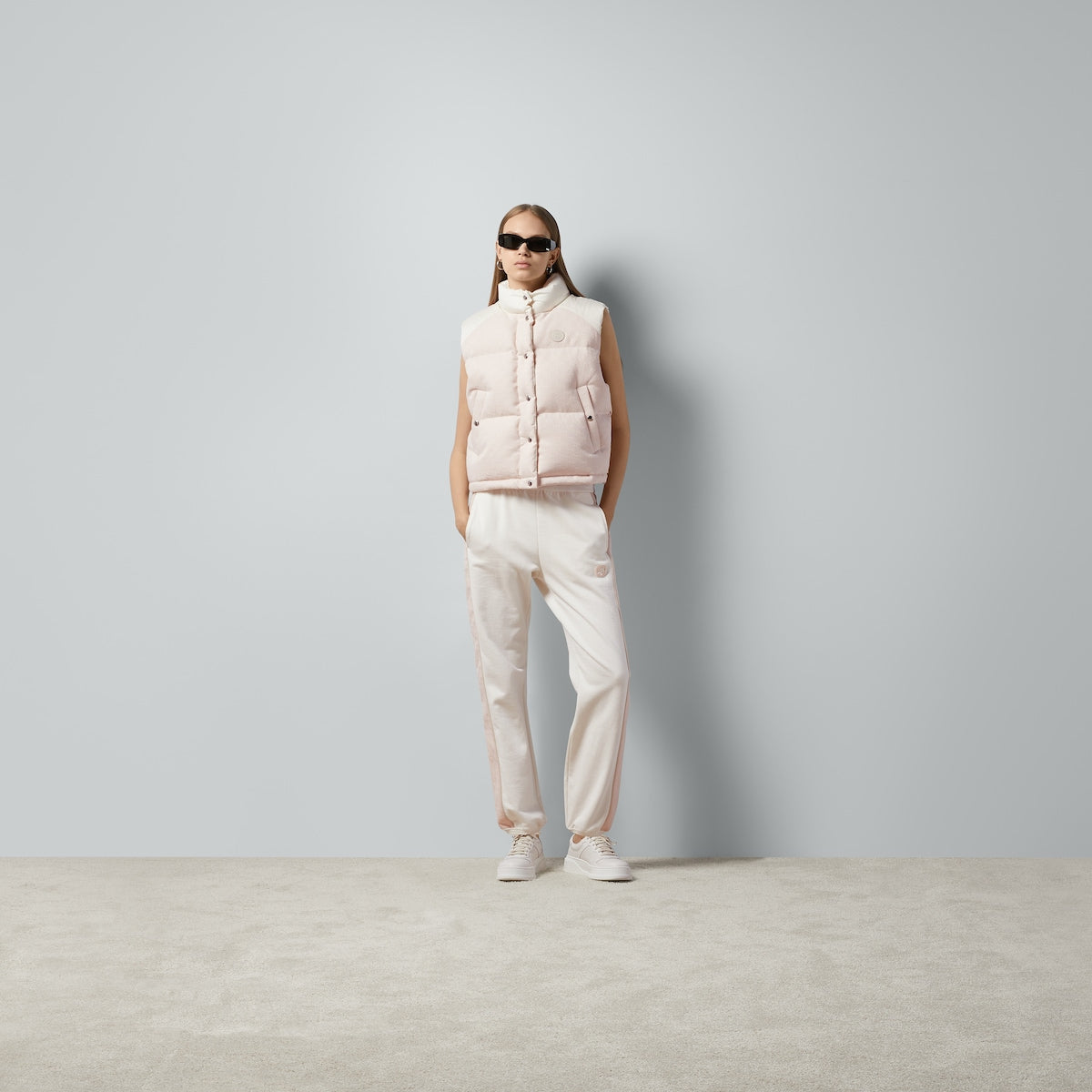 GG cotton canvas padded vest – presented in GG cotton canvas, this padded gilet is enriched with an oval leather – LUX VERSE Luxury Designer Fashion Outlet