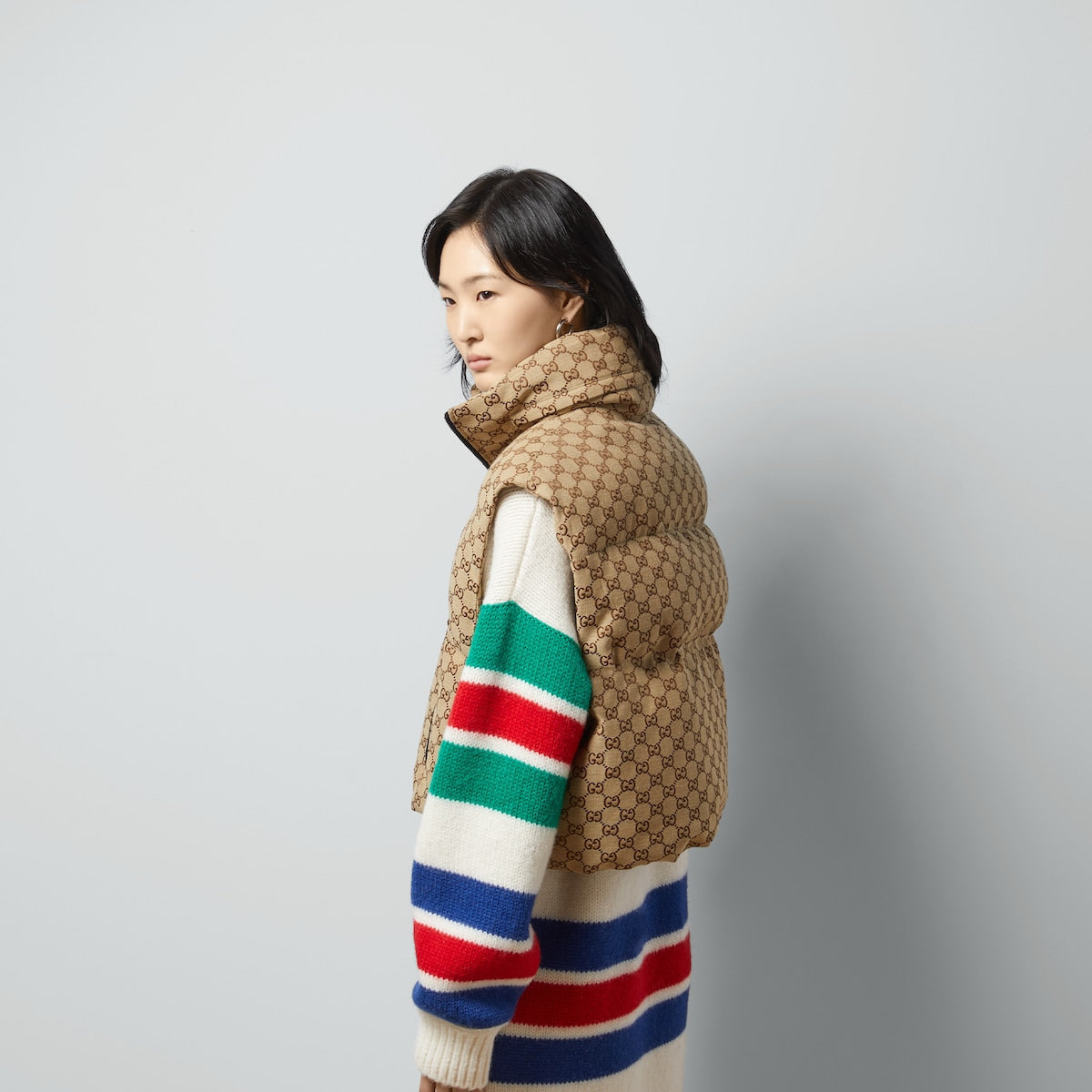 GG canvas padded vest – from horses and medallions to the script, all-over prints on lightweight blouses, – LUX VERSE Luxury Designer Fashion Outlet