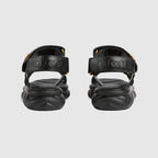 Rubber sandal with Double G – black matelassé leather Women's Gold-toned hardware Double G Chevron rubber sole – LUX VERSE Luxury Designer Fashion Outlet