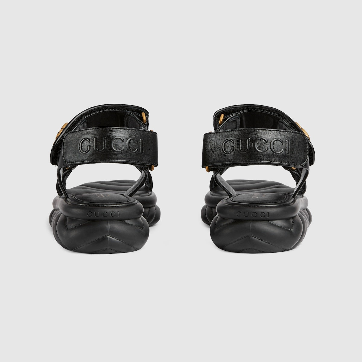 Rubber sandal with Double G – black matelassé leather Women's Gold-toned hardware Double G Chevron rubber sole – LUX VERSE Luxury Designer Fashion Outlet