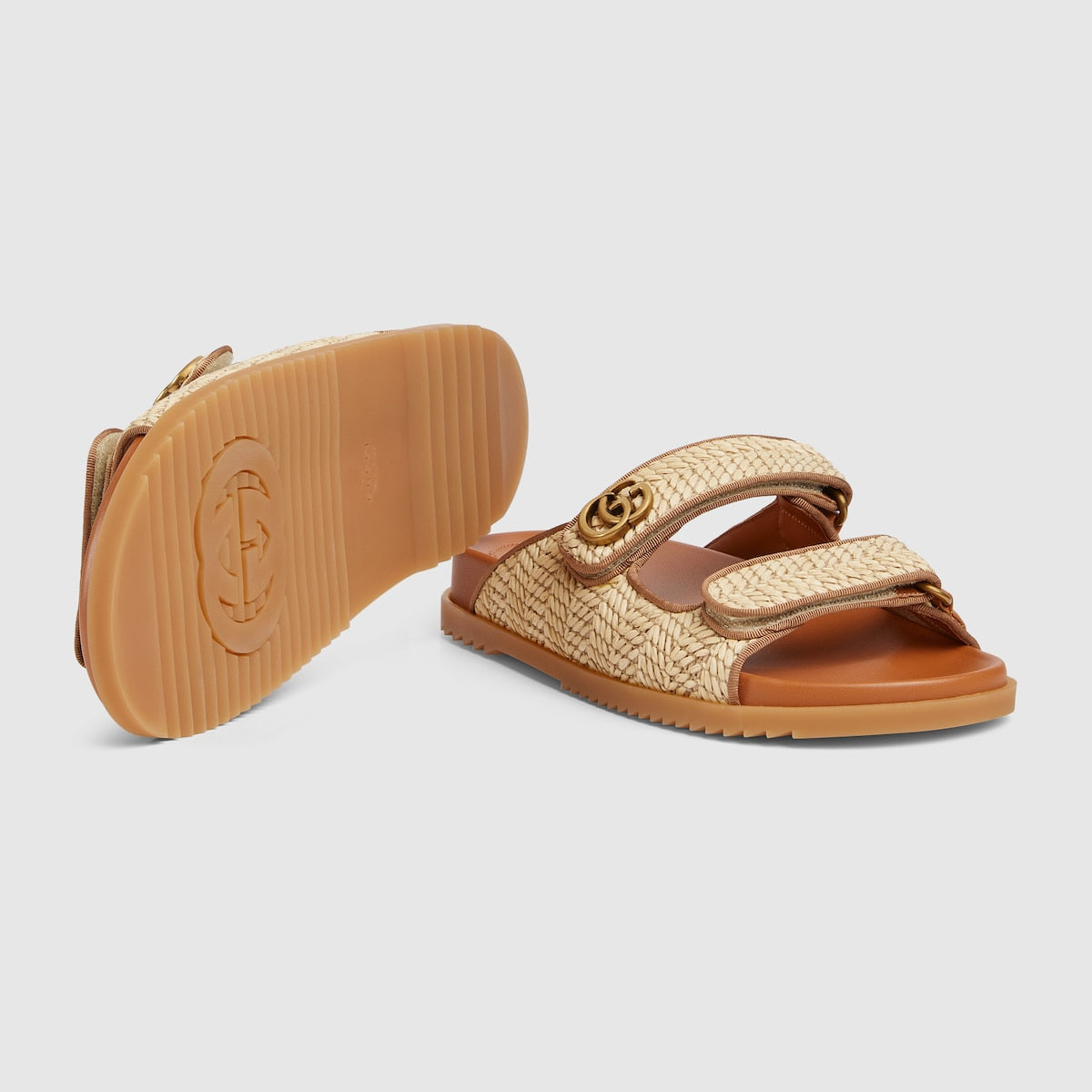 Women's sandal with Double G – this sandal crafted in raffia effect viscose is defined by the emblematic Double G – LUX VERSE Luxury Designer Fashion Outlet