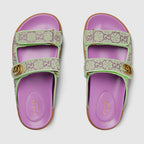 Sandal with Double G – lending a contemporary and sporty touch, these flat sandals with velcro straps offer – LUX VERSE Luxury Designer Fashion Outlet