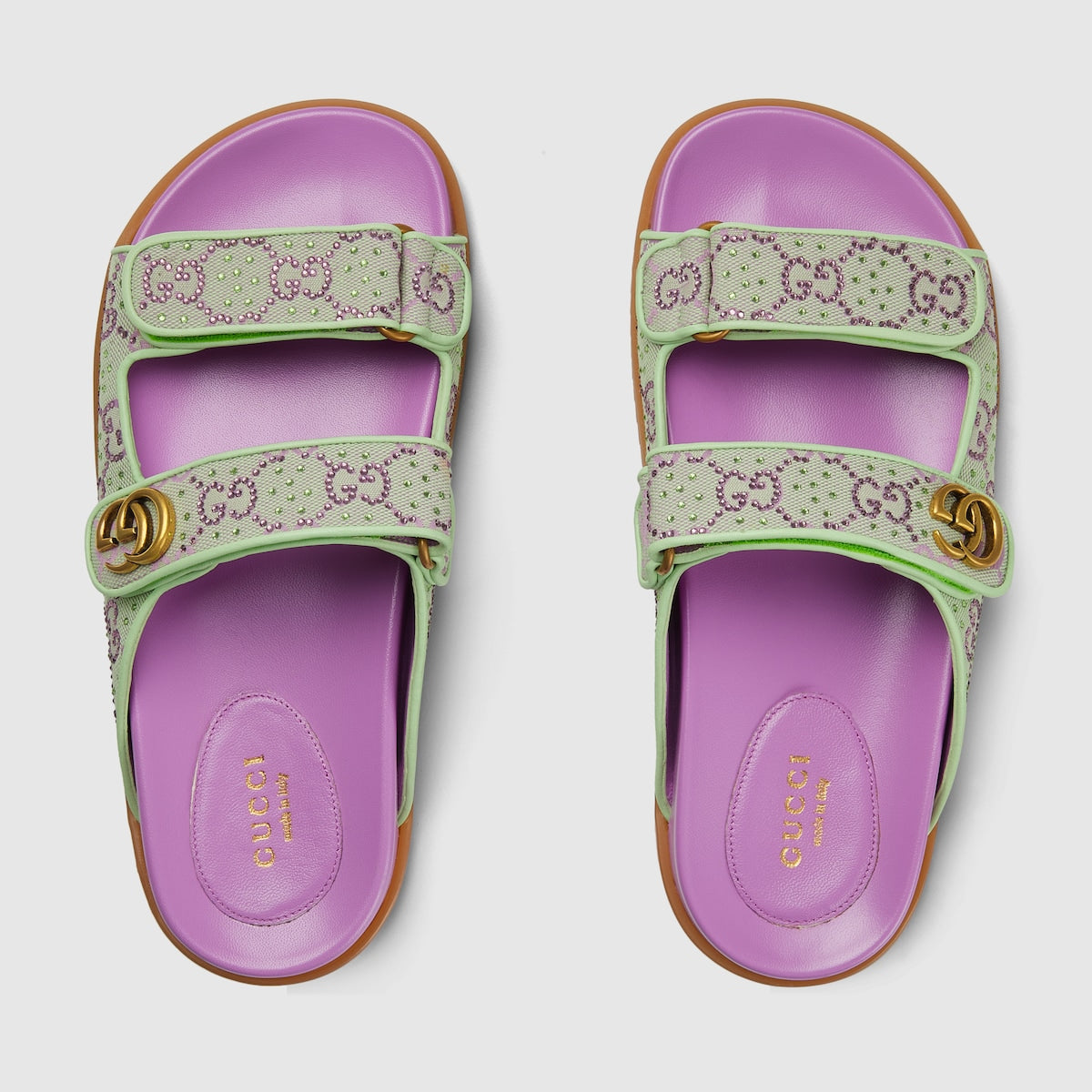 Sandal with Double G – lending a contemporary and sporty touch, these flat sandals with velcro straps offer – LUX VERSE Luxury Designer Fashion Outlet