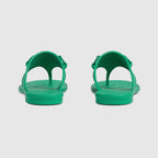 Women's thong rubber sandal with Horsebit – this thong sandal appears in green rubber with the Horsebit hardware enriching – LUX VERSE Luxury Designer Fashion Outlet