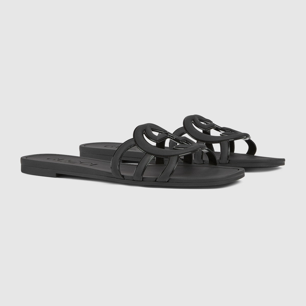 Women's Interlocking rubber sandal – this slide sandal appears in black rubber with an Interlocking G cut-out enriching – LUX VERSE Luxury Designer Fashion Outlet
