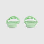 Interlocking rubber G sandal – this slide sandal appears in pale green rubber with an Interlocking G cut-out – LUX VERSE Luxury Designer Fashion Outlet