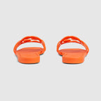 Interlocking rubber G slide sandal – orange rubber Women's Interlocking G cut-out Rubber sole Flat 0.4"heel height – LUX VERSE Luxury Designer Fashion Outlet