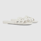 Women's Interlocking rubber G slide sandal – this slide sandal appears in white rubber with an Interlocking G cut-out enriching – LUX VERSE Luxury Designer Fashion Outlet
