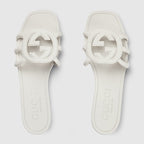 Women's Interlocking rubber G slide sandal – this slide sandal appears in white rubber with an Interlocking G cut-out enriching – LUX VERSE Luxury Designer Fashion Outlet