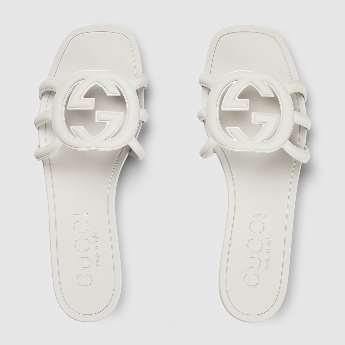 Women's Interlocking rubber G slide sandal – this slide sandal appears in white rubber with an Interlocking G cut-out enriching – LUX VERSE Luxury Designer Fashion Outlet