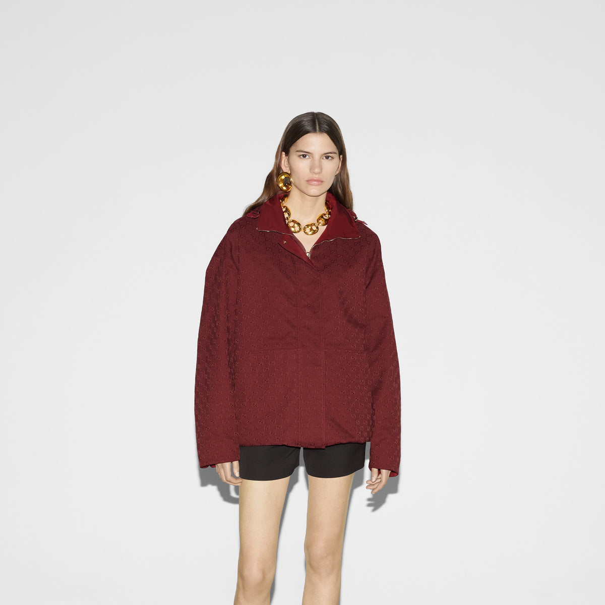 Reversible canvas jacket – the style features drawstring adjustment in the fixed hood and hem, highlighting – LUX VERSE Luxury Designer Fashion Outlet