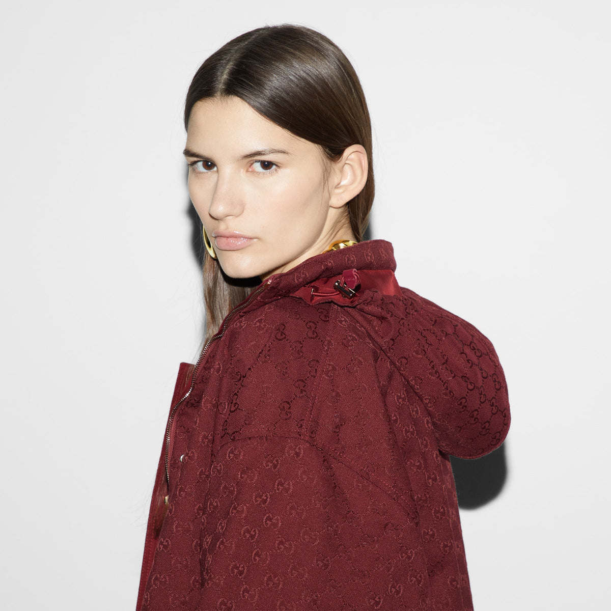 Reversible canvas jacket – rosso Ancora Original GG canvas on one side, plain canvas on the other Leather – LUX VERSE Luxury Designer Fashion Outlet
