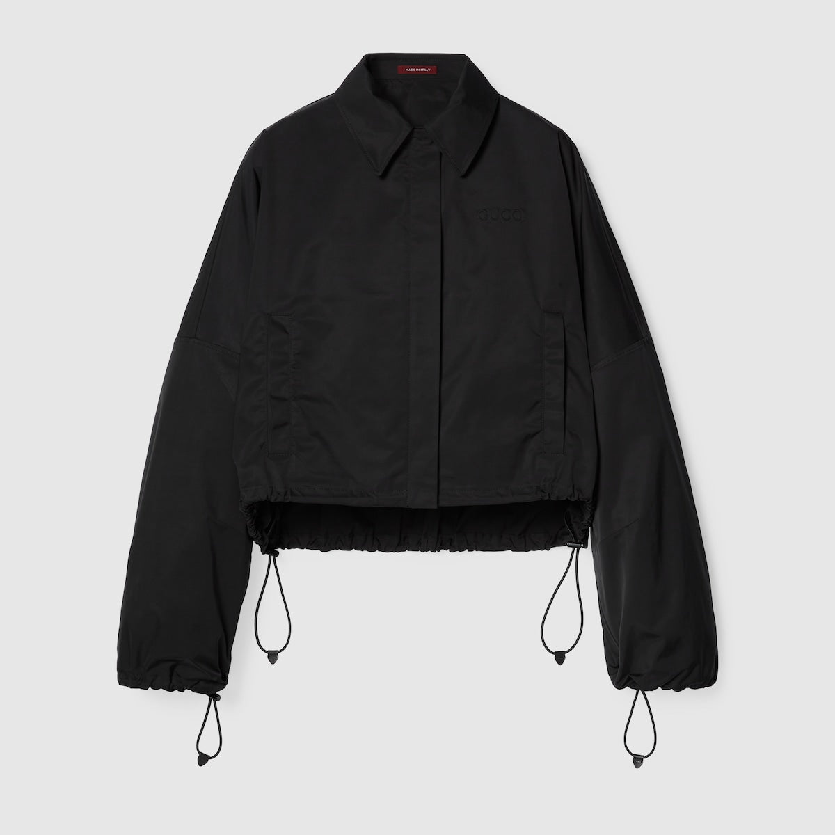 Polyester twill bomber jacket – this bomber jacket is crafted from black polyester twill – LUX VERSE Luxury Designer Fashion Outlet
