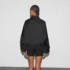 Polyester twill bomber jacket – this bomber jacket is crafted from black polyester twill – LUX VERSE Luxury Designer Fashion Outlet