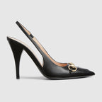 Women's Horsebit slingback pump – crafted from black leather, these sophisticated slingback pumps are defined by – LUX VERSE Luxury Designer Fashion Outlet