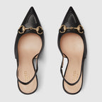 Women's Horsebit slingback pump – crafted from black leather, these sophisticated slingback pumps are defined by – LUX VERSE Luxury Designer Fashion Outlet