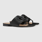Women's Interlocking cut-out sandal – these versatile sandals are presented in black leather and feature a central – LUX VERSE Luxury Designer Fashion Outlet