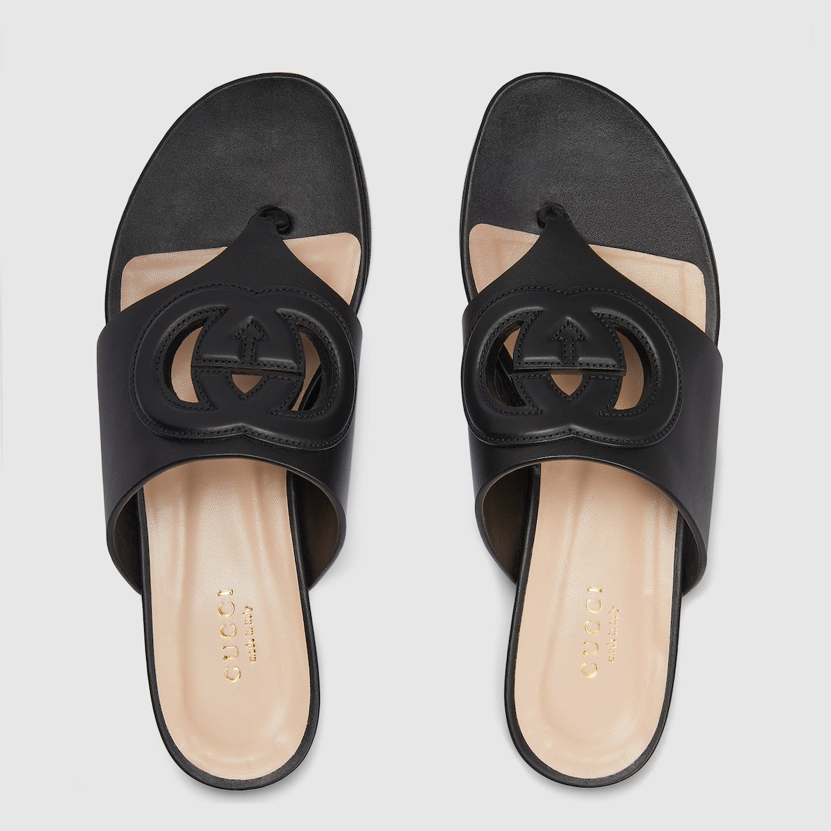 Women's Interlocking cut-out sandal – these versatile sandals are presented in black leather and feature a central – LUX VERSE Luxury Designer Fashion Outlet