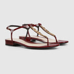 Signoria thong sandal – rosso Ancora red patent leather Women's Leather sole Stitched by hand Adjustable – LUX VERSE Luxury Designer Fashion Outlet