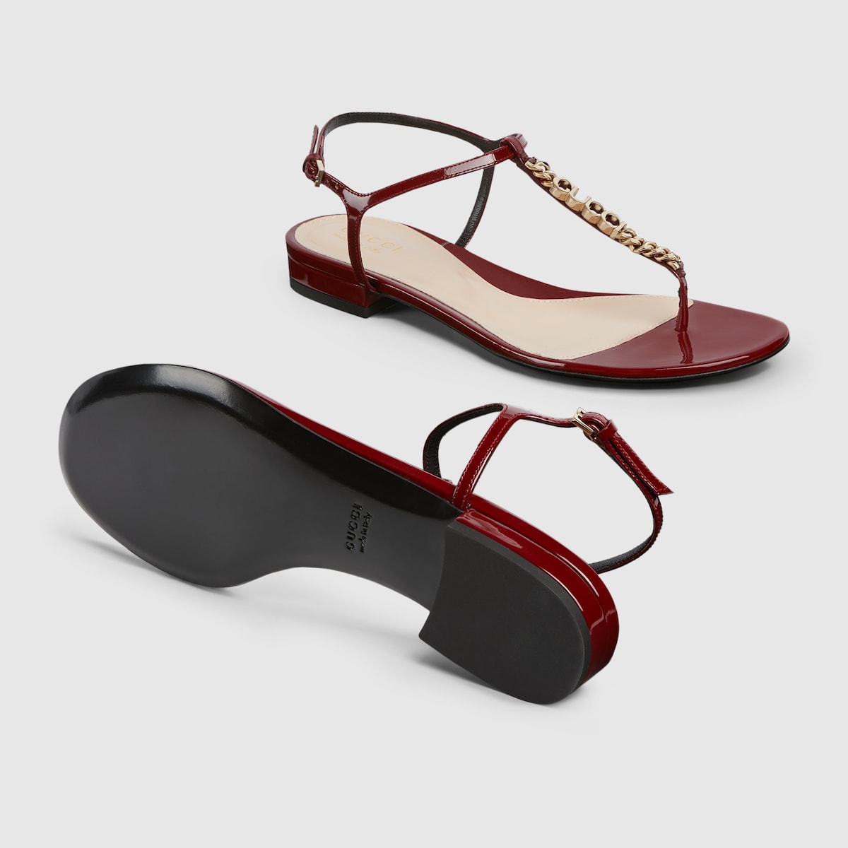 Signoria thong sandal – rosso Ancora red patent leather Women's Leather sole Stitched by hand Adjustable – LUX VERSE Luxury Designer Fashion Outlet