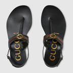 Interlocking G Web sandal – these streamlined sandals are presented in black leather and reveal a central – LUX VERSE Luxury Designer Fashion Outlet