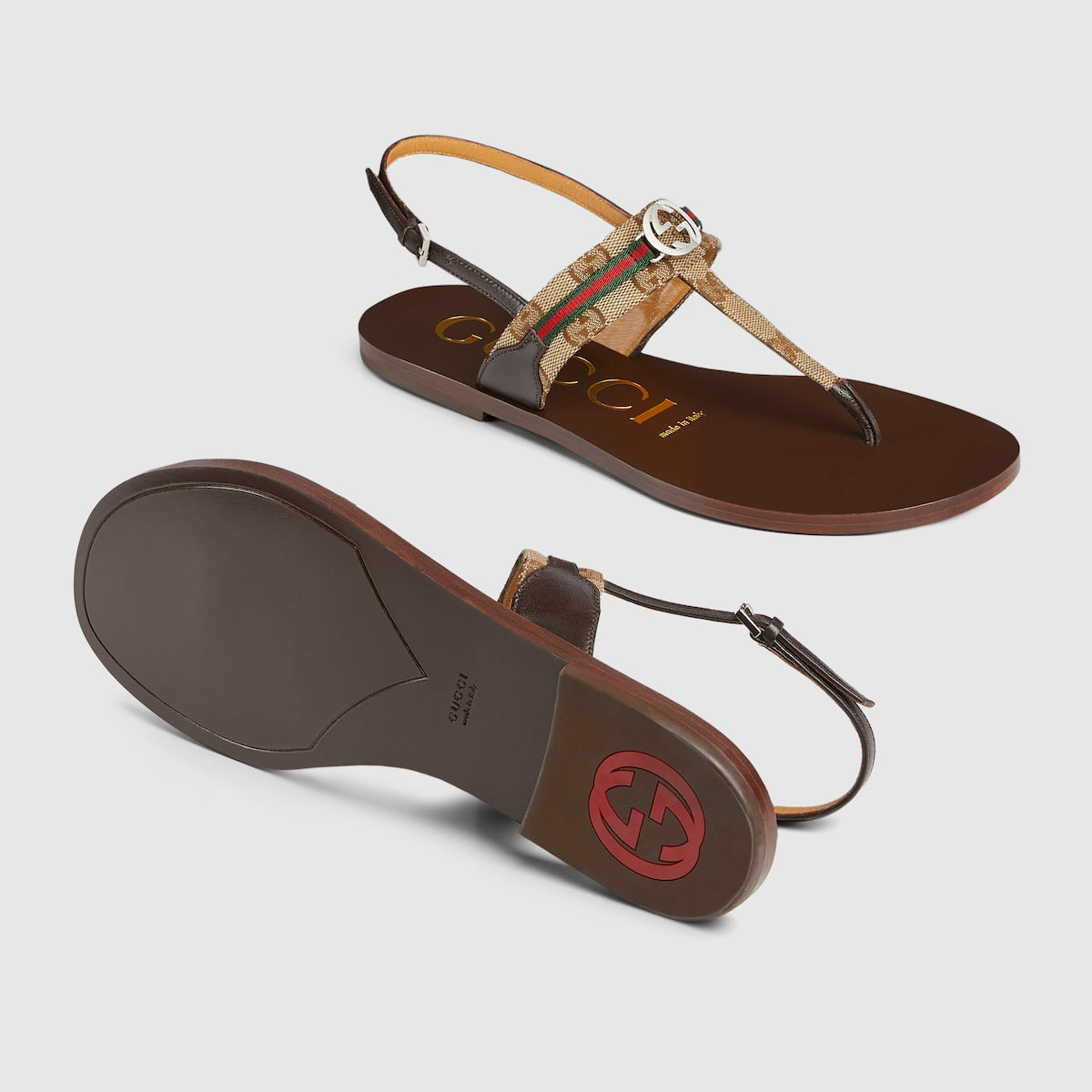 Women's Interlocking G Web sandal – these streamlined sandals are presented in beige and ebony Original GG canvas – LUX VERSE Luxury Designer Fashion Outlet