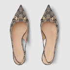 Women's Horsebit canvas slingback pump – inspired by the summer spirit and beach clubs on the Italian coast, this item is – LUX VERSE Luxury Designer Fashion Outlet