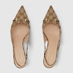 Women's GG slingback pump – the Original GG canvas lends itself to these striking slingback pumps – LUX VERSE Luxury Designer Fashion Outlet