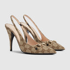 Women's canvas slingback pump – the Original GG canvas lends itself to these elevated slingback pumps – LUX VERSE Luxury Designer Fashion Outlet