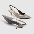 Signoria leather pump – light grey patent leather Women's Pointed toe Stitched by hand Leather sole Elastic – LUX VERSE Luxury Designer Fashion Outlet