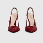 Signoria pump – rosso Ancora red patent leather Women's Pointed toe Chain, stitched by hand Leather – LUX VERSE Luxury Designer Fashion Outlet
