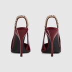 Signoria pump – rosso Ancora red patent leather Women's Pointed toe Chain, stitched by hand Leather – LUX VERSE Luxury Designer Fashion Outlet