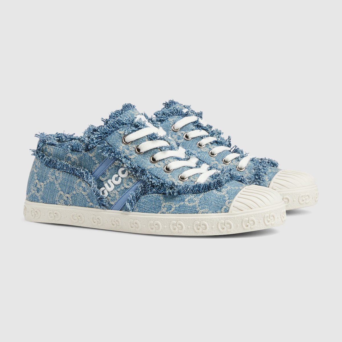 Women's GG denim sneaker – light blue GG denim Women's Embroidery Interlocking G embroidery Rubber sole GG – LUX VERSE Luxury Designer Fashion Outlet