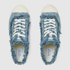 Women's GG denim sneaker – light blue GG denim Women's Embroidery Interlocking G embroidery Rubber sole GG – LUX VERSE Luxury Designer Fashion Outlet
