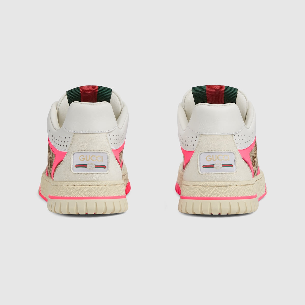 Re-Web Lace-up sneaker – this pair is crafted from the iconic Original GG canvas and fuchsia leather – LUX VERSE Luxury Designer Fashion Outlet