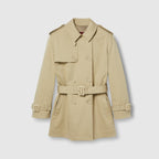 Cotton stretch garbardine coat – crafted from a beige stretch cotton garbadine, this short coat highlights a relaxed – LUX VERSE Luxury Designer Fashion Outlet