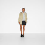 Cotton stretch garbardine coat – beige cotton stretch gabardine, with a glossy finishing on the inside panel Contrast – LUX VERSE Luxury Designer Fashion Outlet