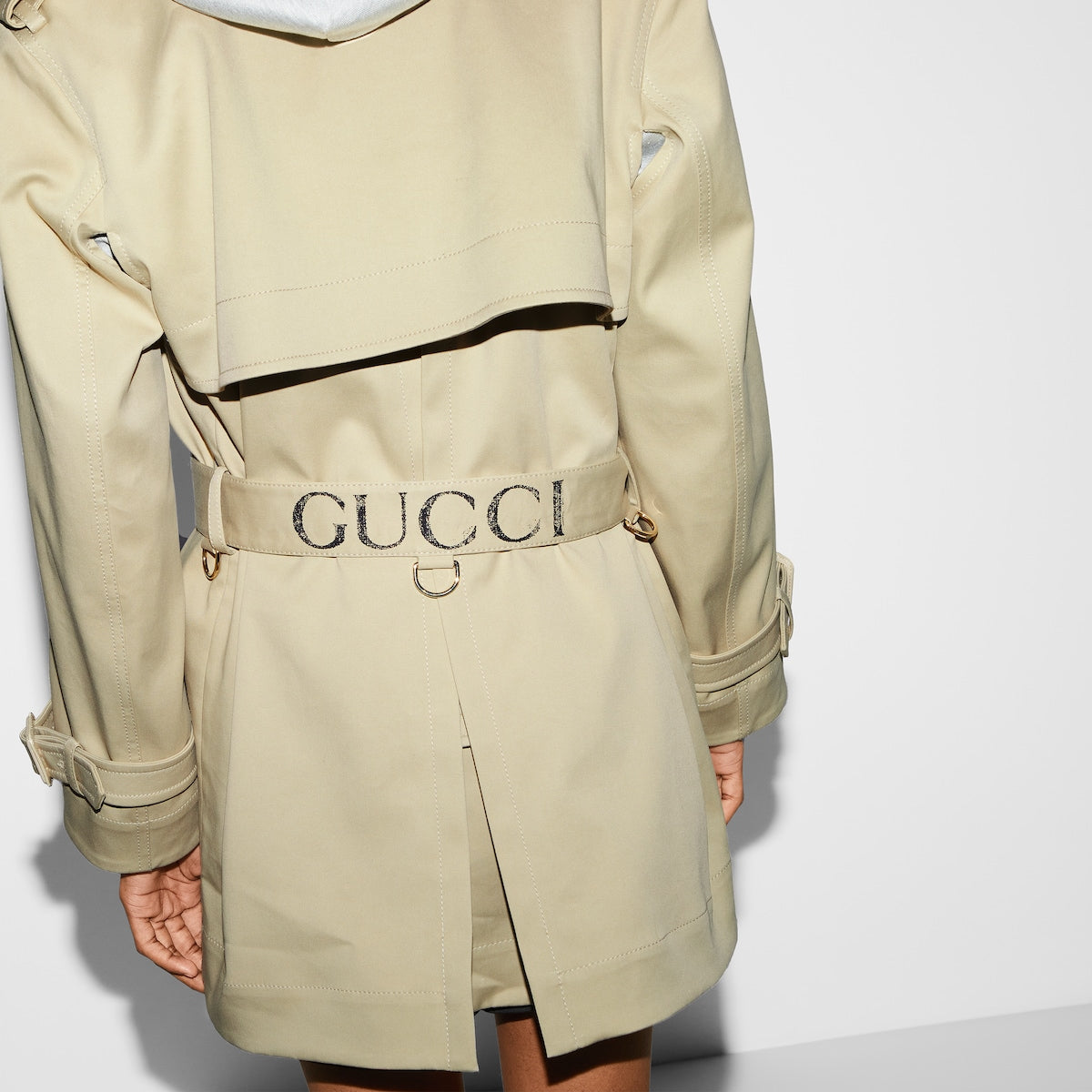 Cotton stretch garbardine coat – the rear vent makes way for a voluminous shape, defined by a detachable – LUX VERSE Luxury Designer Fashion Outlet